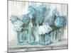 Hydrangeas in Glass Jars Blue-Carol Rowan-Mounted Art Print