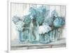 Hydrangeas in Glass Jars Blue-Carol Rowan-Framed Art Print