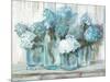 Hydrangeas in Glass Jars Blue-Carol Rowan-Mounted Art Print