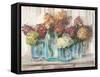 Hydrangeas in Glass Jars White Wood-Carol Rowan-Framed Stretched Canvas