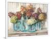 Hydrangeas in Glass Jars White Wood-Carol Rowan-Framed Art Print