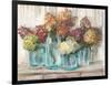 Hydrangeas in Glass Jars White Wood-Carol Rowan-Framed Art Print