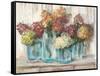 Hydrangeas in Glass Jars White Wood-Carol Rowan-Framed Stretched Canvas