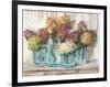 Hydrangeas in Glass Jars White Wood-Carol Rowan-Framed Art Print