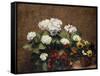 Hydrangeas, Wallflowers and Two Pots of Pansies, 1879-Henri Fantin-Latour-Framed Stretched Canvas