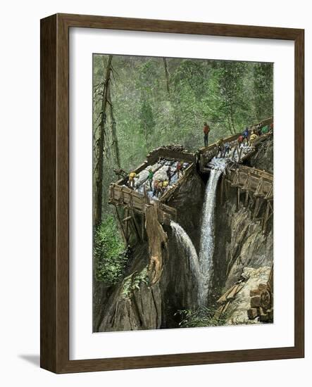 Hydraulic Mining for Gold and Silver in California, c.1800-null-Framed Giclee Print