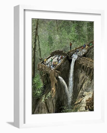 Hydraulic Mining for Gold and Silver in California, c.1800-null-Framed Giclee Print