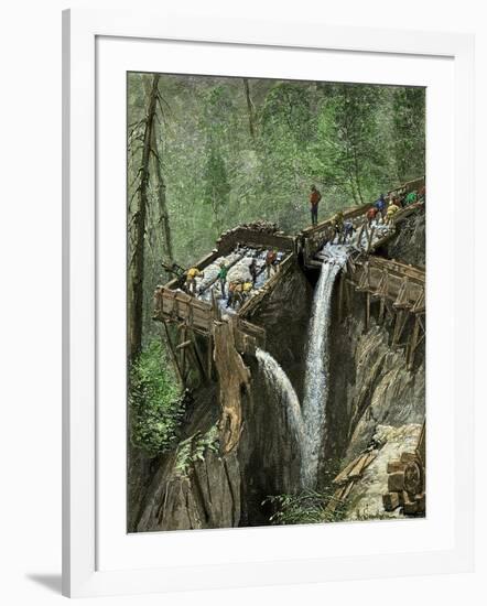 Hydraulic Mining for Gold and Silver in California, c.1800-null-Framed Giclee Print