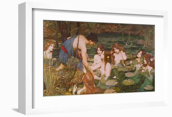 Hylas and the Nymphs-John William Waterhouse-Framed Art Print