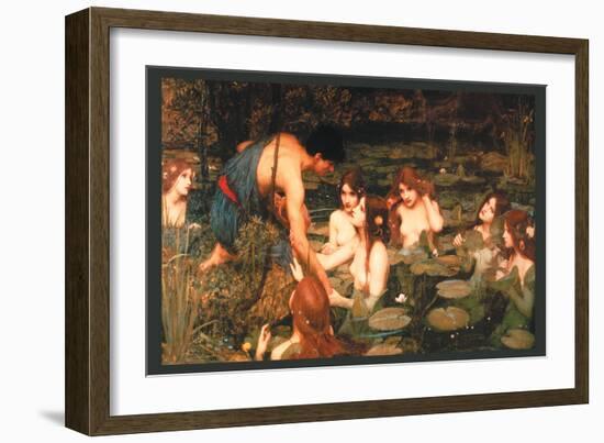 Hylas and the Nymphs-John William Waterhouse-Framed Art Print