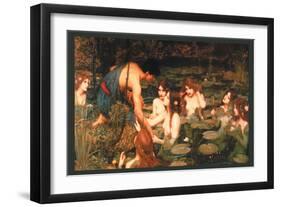 Hylas and the Nymphs-John William Waterhouse-Framed Art Print