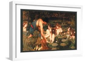 Hylas and the Nymphs-John William Waterhouse-Framed Art Print