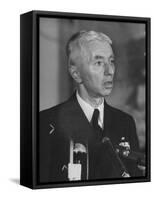 Hyman Rickover Speaking at a Press Conference-Peter Stackpole-Framed Stretched Canvas