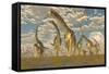 Hypsilophodon and Pteranodon Dinosaurs Accompany a Herd of Argentinosaurus-null-Framed Stretched Canvas