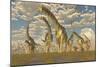 Hypsilophodon and Pteranodon Dinosaurs Accompany a Herd of Argentinosaurus-null-Mounted Premium Giclee Print