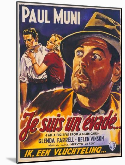 I Am a Fugitive From a Chain Gang, Belgian Movie Poster, 1932-null-Mounted Art Print