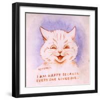 I Am Happy Because Everyone Loves Me, C.1928-Louis Wain-Framed Giclee Print