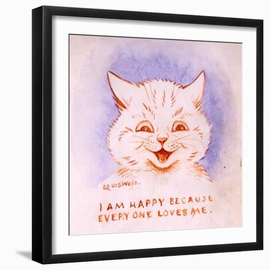 I Am Happy Because Everyone Loves Me, C.1928-Louis Wain-Framed Giclee Print