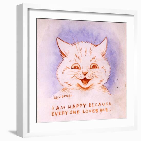 I Am Happy Because Everyone Loves Me, C.1928-Louis Wain-Framed Giclee Print