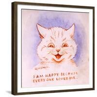 I Am Happy Because Everyone Loves Me, C.1928-Louis Wain-Framed Giclee Print