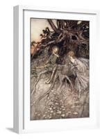 I Am That Merry Wanderer of the Night, Illustration from 'Midsummer Nights Dream'-Arthur Rackham-Framed Giclee Print