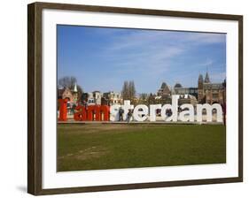 I Amsterdam Sculpture Near the Rijksmuseum, Amsterdam, Netherlands, Europe-Amanda Hall-Framed Photographic Print