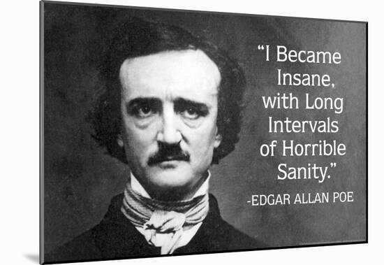 I Became Insane With Intervals Of Sanity Edgar Allan Poe Quote Poster-null-Mounted Poster