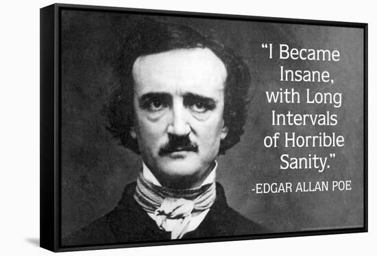 I Became Insane With Intervals Of Sanity - Edgar Allan Poe Quote Poster-Ephemera-Framed Stretched Canvas