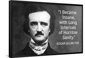 I Became Insane With Intervals Of Sanity Edgar Allan Poe Quote Poster-Ephemera-Framed Poster