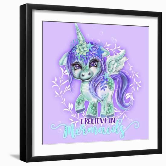 I Believe in Mermaids CutieCorn-Sheena Pike Art And Illustration-Framed Giclee Print