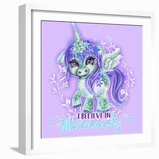 I Believe in Mermaids CutieCorn-Sheena Pike Art And Illustration-Framed Giclee Print