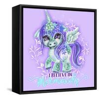 I Believe in Mermaids CutieCorn-Sheena Pike Art And Illustration-Framed Stretched Canvas