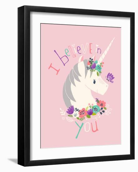 I Believe in You on Pink-Heather Rosas-Framed Art Print