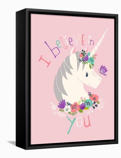 I Believe in You on Pink-Heather Rosas-Framed Stretched Canvas