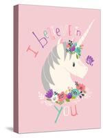 I Believe in You on Pink-Heather Rosas-Stretched Canvas