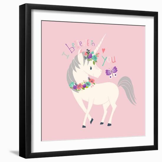 I Believe in You Unicorn-Heather Rosas-Framed Art Print