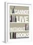 I Cannot Live Without Books Thomas Jefferson Quote Plastic Sign-null-Framed Art Print