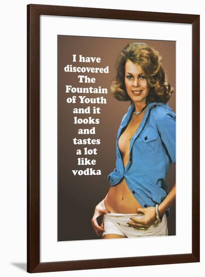 I Discovered Fountain Of Youth It Tastes Like Vodka Funny Poster-Ephemera-Framed Poster