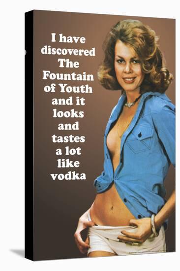 I Discovered Fountain Of Youth It Tastes Like Vodka Funny Poster-Ephemera-Stretched Canvas