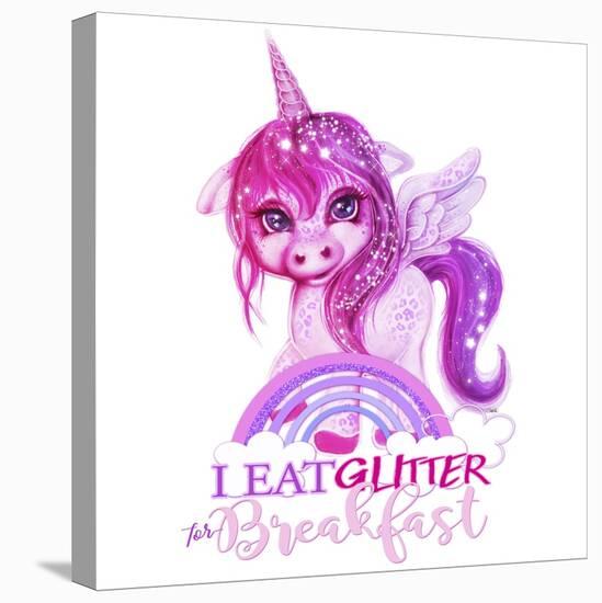 I Eat Glitter For Breakfast-Sheena Pike Art And Illustration-Stretched Canvas