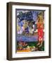 I greet you, Maria. Landscape with yellow angel, praying women, Maria and Jesus as Tahitians.-Paul Gauguin-Framed Giclee Print