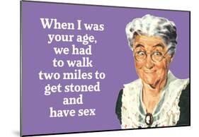 I Had to Walk Two Miles to Get Stoned and Have Sex Funny Poster Print-null-Mounted Poster