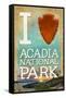 I Heart Acadia National Park, Maine-Lantern Press-Framed Stretched Canvas