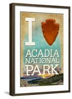 I Heart Acadia National Park, Maine-Lantern Press-Framed Art Print