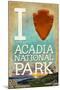 I Heart Acadia National Park, Maine-Lantern Press-Mounted Art Print