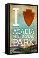 I Heart Acadia National Park, Maine-Lantern Press-Framed Stretched Canvas