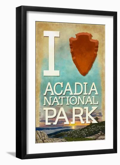 I Heart Acadia National Park, Maine-Lantern Press-Framed Art Print