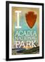 I Heart Acadia National Park, Maine-Lantern Press-Framed Art Print