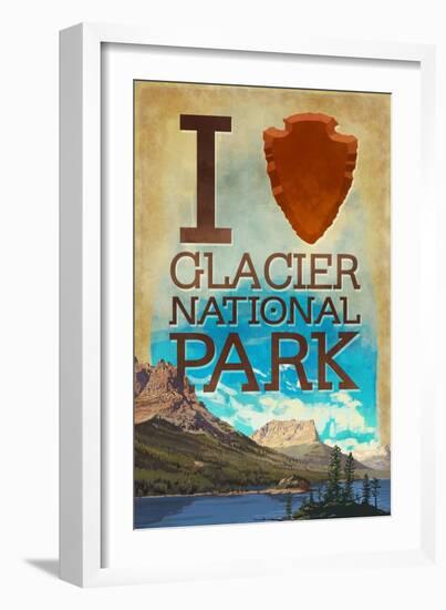 I Heart Glacier National Park, Montana-Lantern Press-Framed Art Print