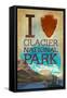 I Heart Glacier National Park, Montana-Lantern Press-Framed Stretched Canvas